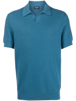 Zegna polo à motif en jacquard - Bleu