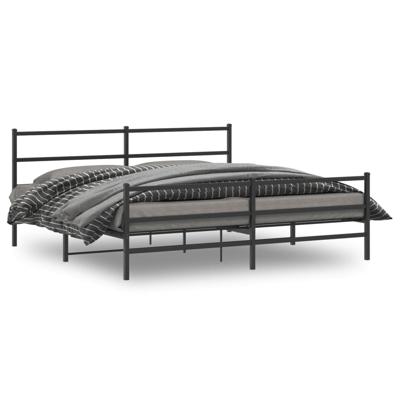 Bedframe met hoofd- en voeteneindemetaal zwart 193x203 cm