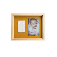 Baby Art Pure Frame - Framekit met boetseerklei en frame van natuurlijk dennenhout, rol, omkeerbaar achterpaneel (groen/oranje)