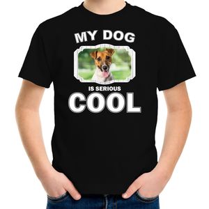 Honden liefhebber shirt Jack russel my dog is serious cool zwart voor kinderen