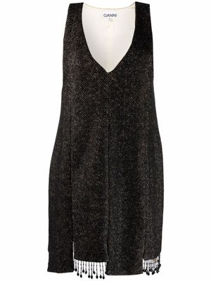 GANNI robe courte ornée de perles - Noir