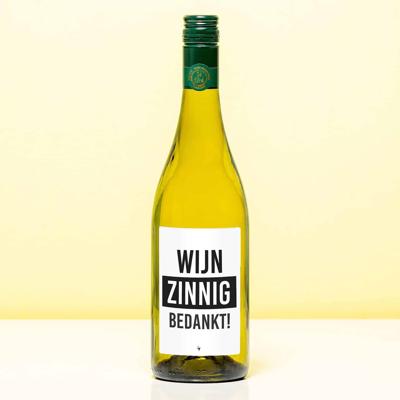 Wijnfles Wijnzinnig bedankt - Wit (Sauvignon Blanc)