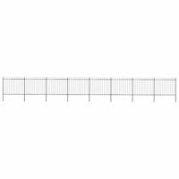 Tuinhek met speerpunt staal 1426x150 cm zwart