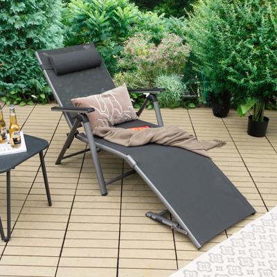 Buiten Aluminium Ligstoel Patio Opvouwbare Ligstoel met 8 Rugleuning en 2 Poot Verstelbare Posities Ligstoel met Sneldrogende Stof