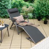 Buiten Aluminium Ligstoel Patio Opvouwbare Ligstoel met 8 Rugleuning en 2 Poot Verstelbare Posities Ligstoel met Sneldrogende Stof