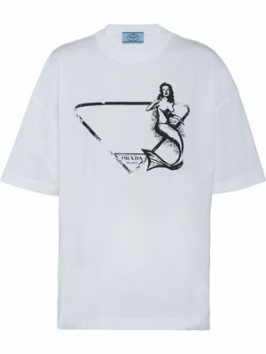 Prada t-shirt en jersey à imprimé graphique - Blanc
