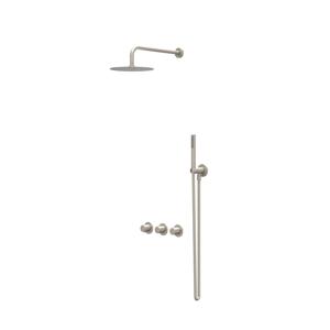 IVY Bond Regendoucheset - inbouw - symmetry - 2 stopkranen - 15cm plafondbuis - 25cm slim hoofddouche - houder met uitlaat - 150cm doucheslang - staafmodel handdouche - Geborsteld nickel PVD CSB4GNABBA