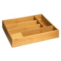 Bestekbak/keuken organizer 5-vaks bamboe hout 38 x 28 cm - thumbnail