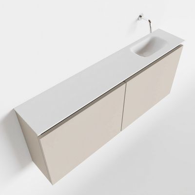 Toiletmeubel Mondiaz Ture | 120 cm | Meubelkleur Linen | Eden wastafel Talc Rechts | Zonder kraangat