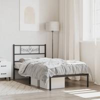Bedframe met hoofdbord metaal zwart 80x200 cm