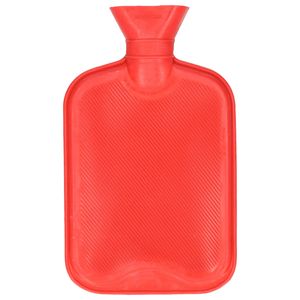 Warmwaterkruik - met rubberen hoes - rood - 2L - kruik