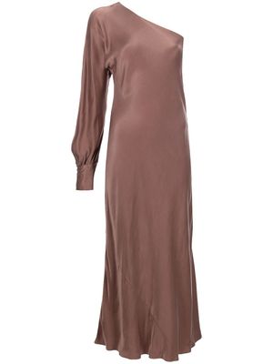 VOZ robe mi-longue satinée à design asymétrique à une épaule - Violet