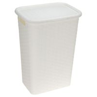 Wasmand rotan met deksel wit 60 liter - thumbnail