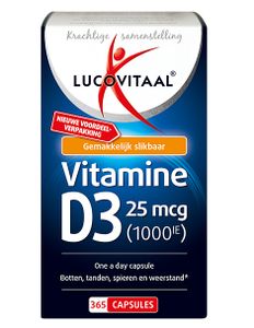 Vitamine D3 25 mcg 365 capsules MAXI POT - Lucovitaal