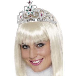 Prinsessen tiara/verkleed kroontje - zilver - voor dames