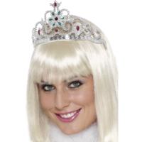 Prinsessen tiara/verkleed kroontje - zilver - voor dames - thumbnail