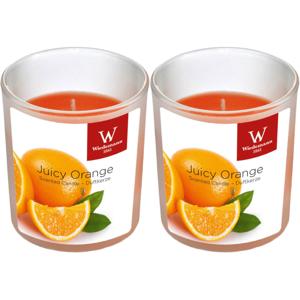 Trend Candles Geurkaars - 2x - in glas - Sinaasappel aroma - 25 branduren - 7 x 8 cm