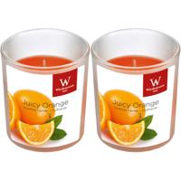 Trend Candles Geurkaars - 2x - in glas - Sinaasappel aroma - 25 branduren - 7 x 8 cm