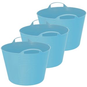 Flexibele emmer - 3x - blauw - 15 liter - kunststof - 35 x 29 cm