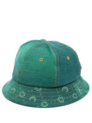 Marine Serre bob en jean à motif monogrammé - Vert