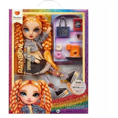 Rainbow High - Sparkle & Shine - Modepop van 27 cm - Oranje - Benen met glittervloeistof - Vanaf 4 jaar