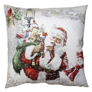 Clayre & Eef Kussenhoes 45x45 cm Wit Rood Polyester Kerstman