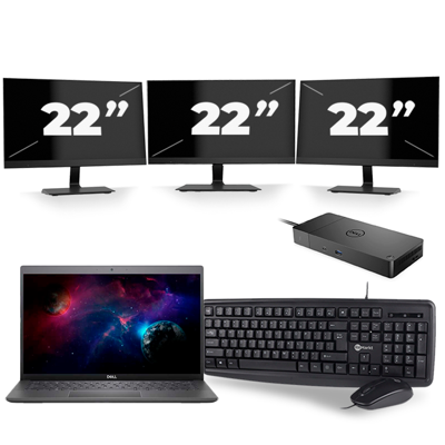 Dell Latitude 3301 - Intel Core i5-8e Generatie - 13 inch - 8GB RAM - 256GB SSD - Windows 11 + 3x 22 inch Monitor