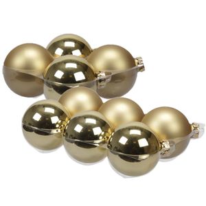 20x stuks glazen kerstballen goud 8 en 10 cm