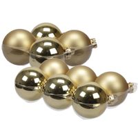 20x stuks glazen kerstballen goud 8 en 10 cm