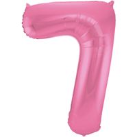 Folie ballon van cijfer 7 in het roze 86 cm   -