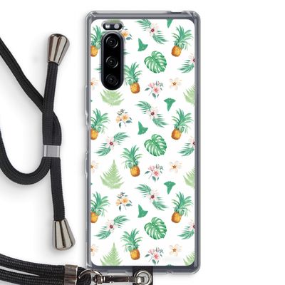 Ananas bladeren: Sony Xperia 5 Transparant Hoesje met koord