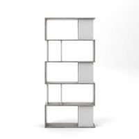 Magda wandkast boekenkast met 5 legplanken, betondecor/wit. - thumbnail