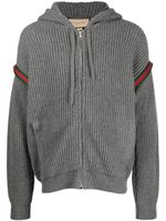 Gucci hoodie nervuré Web à fermeture zippée - Gris - thumbnail