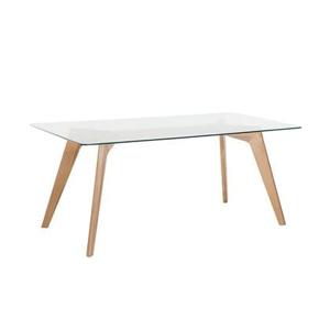 Beliani-HUDSON-Eettafel-Lichte houtkleur-90 x 180 cm-Veiligheidsglas