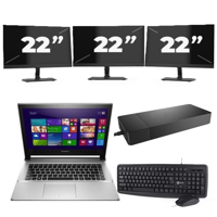 Lenovo Flex 2-14 - Intel Pentium 3556U - 14 inch - 8GB RAM - 256GB SSD - Windows 10 Home + 3x 22 inch Monitor