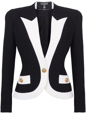 Balmain blazer en crêpe à design bicolore - Noir