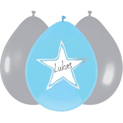 Ballonnen ster geboorte jongen 12x stuks