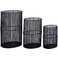 PTMD windlicht javi metaal zwart 50 cm set van 3 | 2 stuks