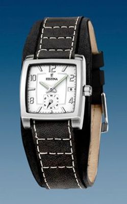 Horlogeband Festina F16181-8 Onderliggend Leder Zwart 17mm