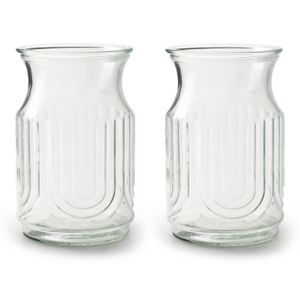 2x Stuks Bloemenvazen - helder/transparant glas - H20 x D12.5 cm