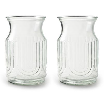2x Stuks Bloemenvazen - helder/transparant glas - H20 x D12.5 cm