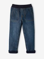 Onverwoestbare gevoerde jeans voor jongens van fleece, makkelijk aan te trekken stone - thumbnail