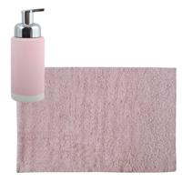 MSV badkamer droogloop mat/tapijt - 40 x 60 cm - met zelfde kleur zeeppompje - lichtroze