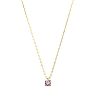 14k Geelgouden Ketting met Synthetische Geboortesteen - 42+2 cm