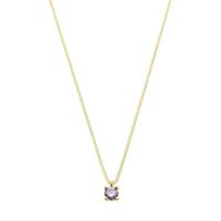 14k Geelgouden Ketting met Synthetische Geboortesteen - 42+2 cm