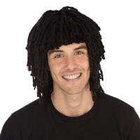 Bristol novelty - Carnaval rasta/reggae pruik met dreadlocks en pony - zwart- verkleed accessoires