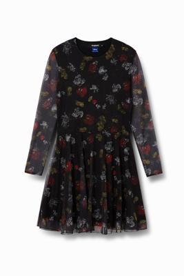 Korte wijd uitlopende jurk - BLACK - S