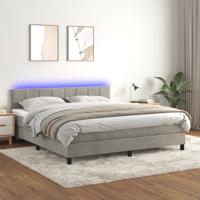 Boxspring met matras en LED fluweel lichtgrijs 160x200 cm