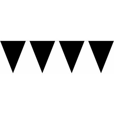 Party Vlaggenlijn puntvlaggetjes - kunststof - zwart - 10 meter - Slinger - versiering