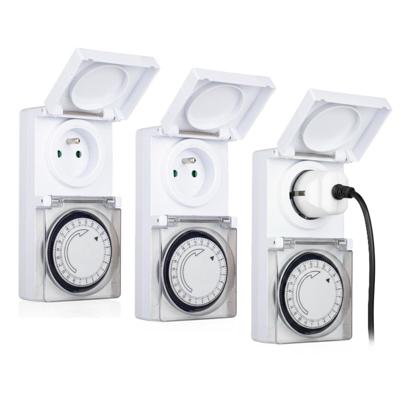 Programmeerbare Tijdklok - 3x - 24-uurs - IP44 - tijdschakelaar stekkerdoos - voor binnen/buiten Programmeerbare Tijdklok - 3x - 24-uurs - IP44 - tijdschakelaar stekkerdoos - voor binnen/buiten